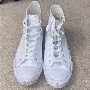 White leather high tops